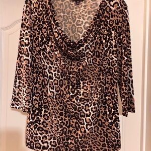 Ellen Tracy Animal Print Cowl Neck Blouse and Cato size Medium top